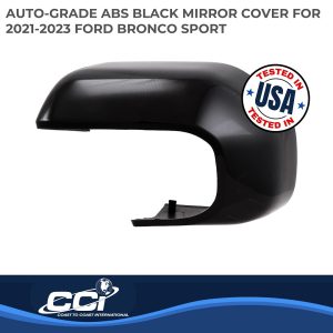 Coast to Coast Exterior Mirror Cover, Top Half Replacement, Black, ABS Plastic, Set of 2, Without Turn Signal Cutout – CCIMC67552BLK