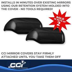 Coast to Coast Exterior Mirror Cover, Full Replacement, Painted, Gloss Black, ABS Plastic, Set of 2, With Turn Signal Cutout – MC67553RBK