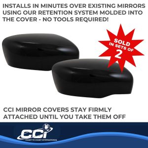 Coast to Coast Exterior Mirror Cover, Full Replacement, Painted, Gloss Black, ABS Plastic, Set of 2, Without Turn Signal Cutout – MC67554RBK