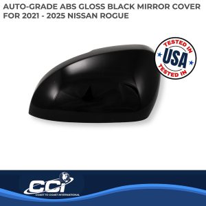 Coast to Coast Exterior Mirror Cover, Top Half Cover, Painted, Gloss Black, ABS Plastic, Set of 2, With Turn Signal Cutout – MC67555BLK