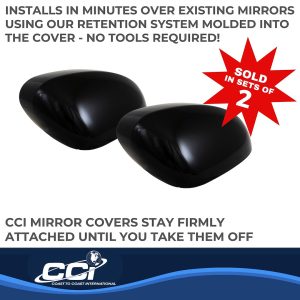 Coast to Coast Exterior Mirror Cover, Top Half Cover, Painted, Gloss Black, ABS Plastic, Set of 2, With Turn Signal Cutout – MC67555BLK