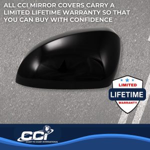 Coast to Coast Exterior Mirror Cover, Top Half Cover, Painted, Gloss Black, ABS Plastic, Set of 2, With Turn Signal Cutout – MC67555BLK