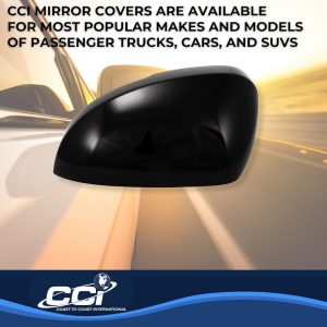Coast to Coast Exterior Mirror Cover, Top Half Cover, Painted, Gloss Black, ABS Plastic, Set of 2, With Turn Signal Cutout – MC67555BLK
