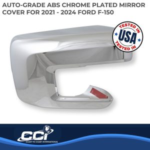 Coast to Coast Exterior Mirror Cover, Full Cover, Chrome Plated, ABS Plastic, Set of 2 – MC67556