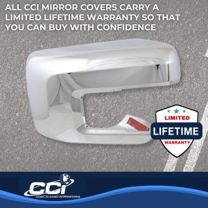 Coast to Coast Exterior Mirror Cover, Full Cover, Chrome Plated, ABS Plastic, Set of 2 – MC67556
