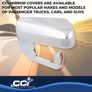 Coast to Coast Exterior Mirror Cover, Full Cover, Chrome Plated, ABS Plastic, Set of 2 – MC67556