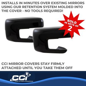 Coast to Coast Exterior Mirror Cover, Full Cover, Painted, Gloss Black, ABS Plastic, Set of 2 – MC67556BLK