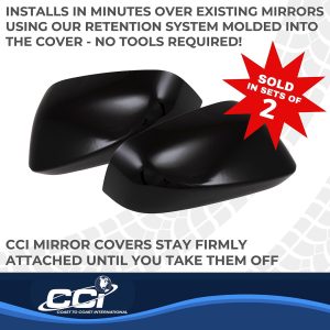 Coast to Coast Exterior Mirror Cover, Full Cover, Painted, Gloss Black, ABS Plastic, Without Turn Signal, Set of 2 – MC67557BLK