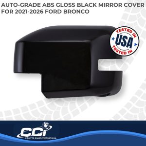 Coast to Coast Exterior Mirror Cover, Full Cover, Painted, Gloss Black, ABS Plastic, With Turn Signal Cutout, Set of 2 – MC67558RBK