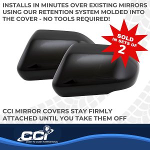 Coast to Coast Exterior Mirror Cover, Full Cover, Painted, Gloss Black, ABS Plastic, With Turn Signal Opening, Set of 2 – MC67561BLK