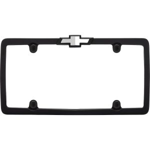 Cruiser License Plate Frame, Chevy Bowtie, PTFE Coated Finish, Matte Black, Die Cast Zinc, With Four Fastener Caps – 10450