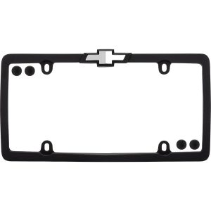 Cruiser License Plate Frame, Chevy Bowtie, PTFE Coated Finish, Matte Black, Die Cast Zinc, With Four Fastener Caps – 10450