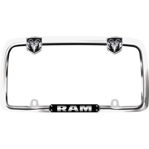 Cruiser License Plate Frame, Black Ram Logo, Chrome Plated, Die Cast Zinc – 11135