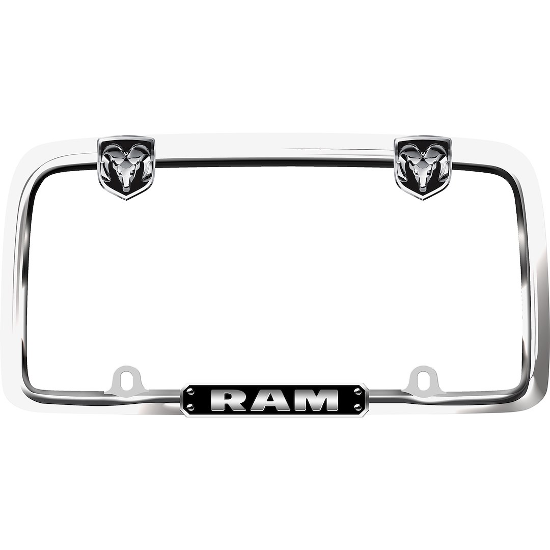 Cruiser License Plate Frame, Black Ram Logo, Chrome Plated, Die Cast Zinc – 11135