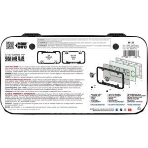 Cruiser License Plate Frame, Ram Logo, Powder Coated, Matte Black, Die Cast Metal, With Two Chrome Ram-Head Snap-On Fastener Covers – 11136
