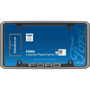 Cruiser License Plate Frame, Ford Design, Without Illumination, Powder Coated, Matte Black, Die Cast Zinc, Frame Only – 12050