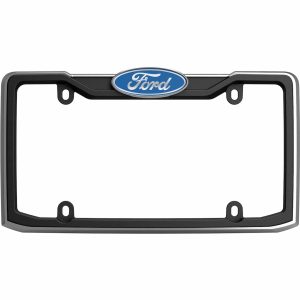 Cruiser License Plate Frame, Ford Emblem Design, Without Illumination, Powder Coated with Chrome Plated Inserts, Matte Black – 12053