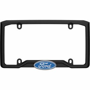 Cruiser License Plate Frame, Ford Emblem Design, Without Illumination, Powder Coated with Chrome Plated Inserts, Matte Black – 12053