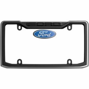Cruiser License Plate Frame, Ford Emblem Design, Without Illumination, Powder Coated with Chrome Plated Inserts, Matte Black – 12053