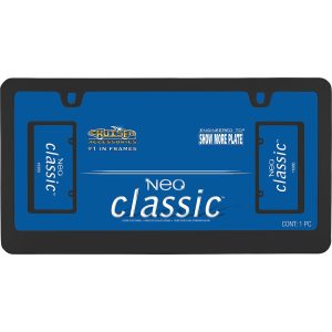Cruiser License Plate Frame, Neo Classic, Without Design, Powder Coated, Black, Die Cast Zinc – 15350