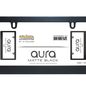 Cruiser License Plate Frame, Aura™, Plain Design, Powder Coated, Matte Black, Steel, Frame Only – 16550