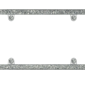 Cruiser License Plate Frame, Shattered Clear Glass Rhinestones Design, Chrome Plated, Die Cast Zinc, With Four Fastener Caps – 16630