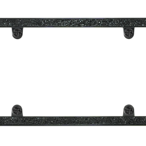 Cruiser License Plate Frame, Shattered Acrylic Rhinestones Design, Powder Coated, Gloss Black, Die Cast Zinc, With Four Fastener Caps – 16650