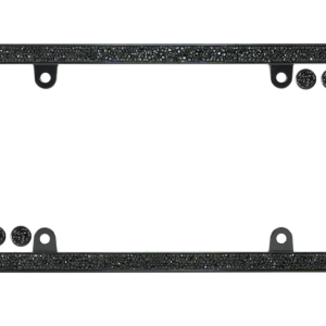Cruiser License Plate Frame, Shattered Acrylic Rhinestones Design, Powder Coated, Gloss Black, Die Cast Zinc, With Four Fastener Caps – 16650