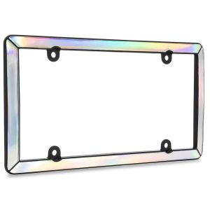 Cruiser License Plate Frame, Prism Iridescent Design, Matte Black, ABS Plastic with Polycarbonate Inserts – 17050