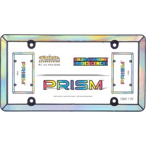 Cruiser License Plate Frame, Prism Iridescent Design, Matte Black, ABS Plastic with Polycarbonate Inserts – 17050