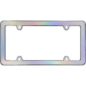 Cruiser License Plate Frame, Shimmer Iridescent Design, Chrome Plated, Die Cast Metal with Polycarbonate Inserts – 17130