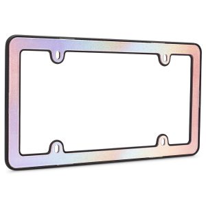 Cruiser License Plate Frame, Shimmer Iridescent Design, Powder Coated, Matte Black, Die Cast Metal with Polycarbonate Inserts – 17150