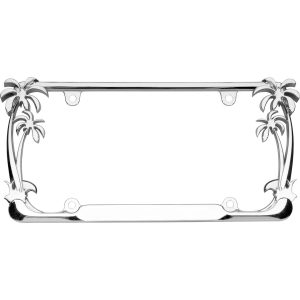 Cruiser License Plate Frame, Palm Tree Design, Chrome Plated, Die Cast Zinc – 19003