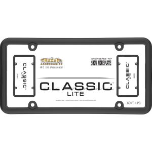 Cruiser License Plate Frame, Classic Lite, Without Design, Powder Coated, Black, Stamped Metal – 20050