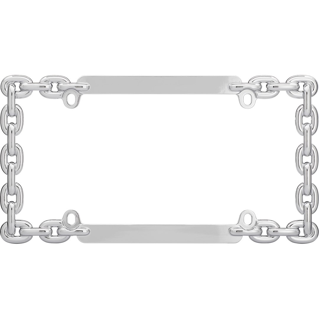 Cruiser License Plate Frame, Chain Link Design, Chrome Plated, Die Cast Metal – 20530