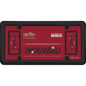 Cruiser License Plate Frame, Nouveau, Without Design, Powder Coated, Black, Die Cast Zinc, With Four Fastener Caps – 20650