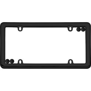 Cruiser License Plate Frame, Nouveau, Without Design, Powder Coated, Black, Die Cast Zinc, With Four Fastener Caps – 20650