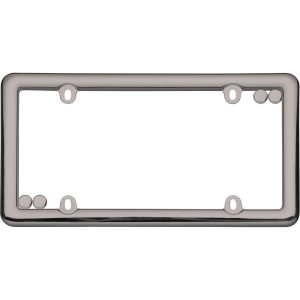 Cruiser License Plate Frame, Nouveau, Without Design, Black Chrome, Die Cast Zinc, With Four Fastener Caps – 20680