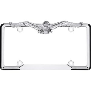 Cruiser License Plate Frame, Eagle Emblem Design, Chrome Plated, Die Cast Metal – 22330