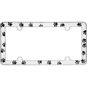 Cruiser License Plate Frame, Paws ™, Bling Design with Paw Prints, Chrome Plated – 23033
