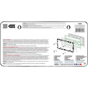 Cruiser License Plate Frame, Cow Print Design, Black and White, Die Cast Metal – 23430