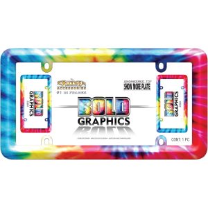 Cruiser License Plate Frame, Tie Dye Bold Graphics Design, Polycarbonate – 23801