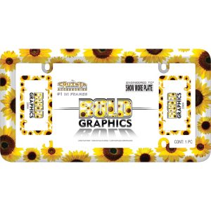 Cruiser License Plate Frame, Sunflowers Design, Polycarbonate – 23804
