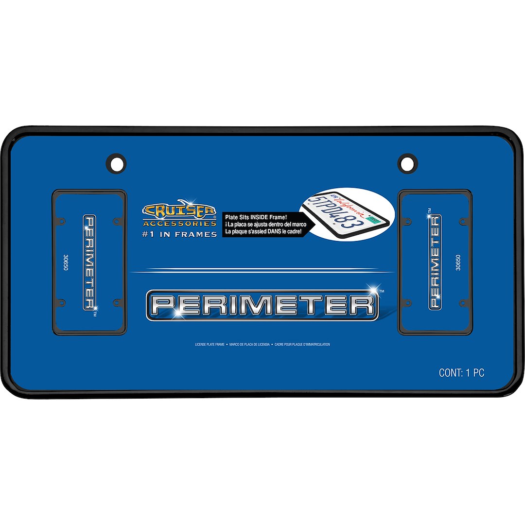Cruiser License Plate Frame, Without Design, Powder Coated, Black, Die Cast Metal – 30650