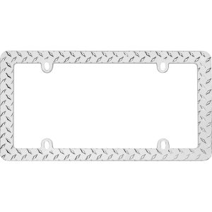 Cruiser License Plate Frame, Diamond Plate Design, Chrome Plated, Die Cast Metal – 30830