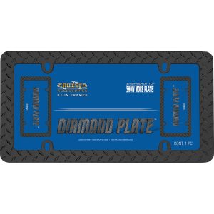 Cruiser License Plate Frame, Diamond Plate, Powder Coated, Matte Black, Zinc Die Cast Metal – 30850