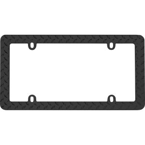Cruiser License Plate Frame, Diamond Plate, Powder Coated, Matte Black, Zinc Die Cast Metal – 30850