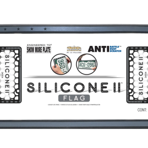 Cruiser License Plate Frame, Silicone Ii™, Black and Gray American Flag Design, Frame Only – 34004