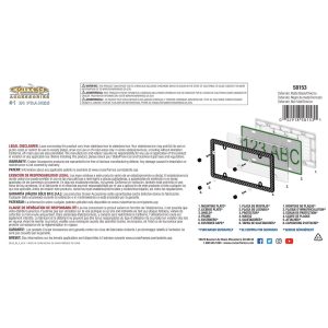 Cruiser License Plate Frame, Defender Design, Powder Coated Frame with Chrome Plated Inserts, Glossy Black – 58153