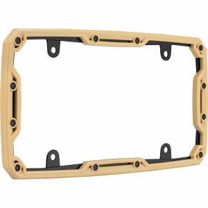 Cruiser License Plate Frame, Beadlock ™, Without Design, Without Illumination, Gloss, Black Frame and Beadlock Bolts with Tan Faceplate – 58651